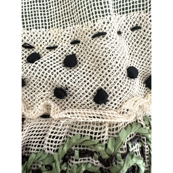 Easton Pearson Peasant Skirt S Cream Tulle Overlay Green Cotton Slip Embroidered - Picture 14 of 16